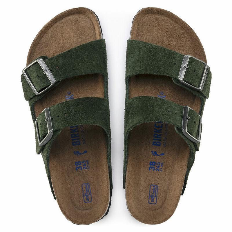 Birkenstock Soft Footbed Ruskind Arizona Herre Olivengrøn | DK 263PJJ